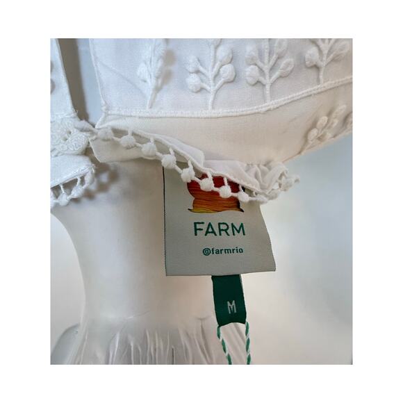 NWT FARM Rio Ivory off White Embroidered Fringe Short Sleeve Size M - Picture 9 of 9